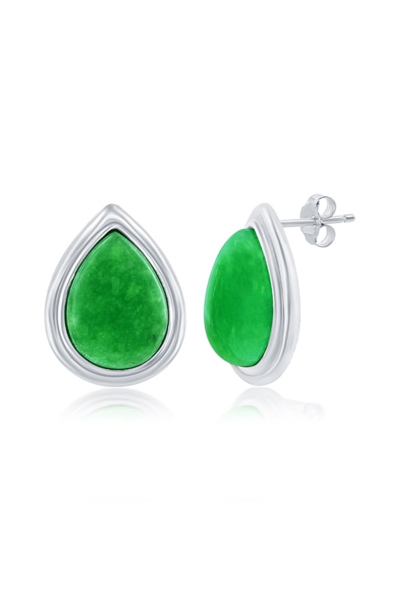 Silver and Jade Earrings for Women - Natural Jade Stone Earrings - Jade Jewelry for Women - Womens Earrings Green - Jade Genuine Jewelry - Jade Green Earrings - Jade Jewelry - Teardrop Earrings