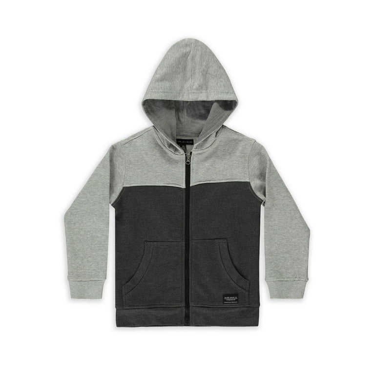 Vintage Logo Color Block Hoodie, Grey