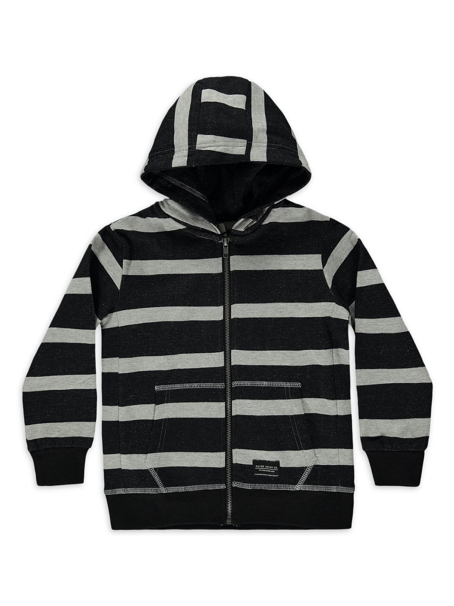 Silver Jeans Co. Boys Full-Zip Striped Hooded Jacket, Sizes 4-16