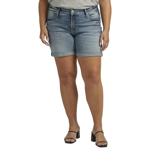 Silver Jeans Co. Plus Size Boyfriend Mid Rise Short , Waist Sizes 12-24