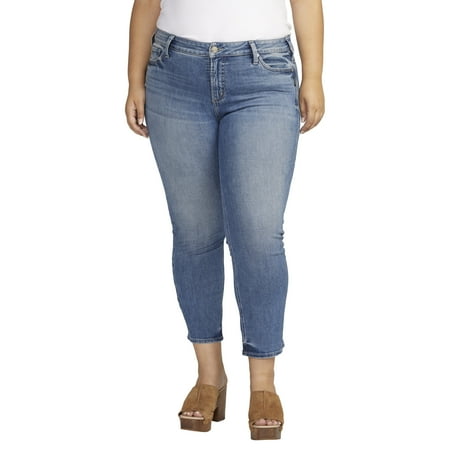 Silver Jeans Co. Plus Size Elyse Mid Rise Straight Leg Crop Jeans , Waist Sizes 12-24