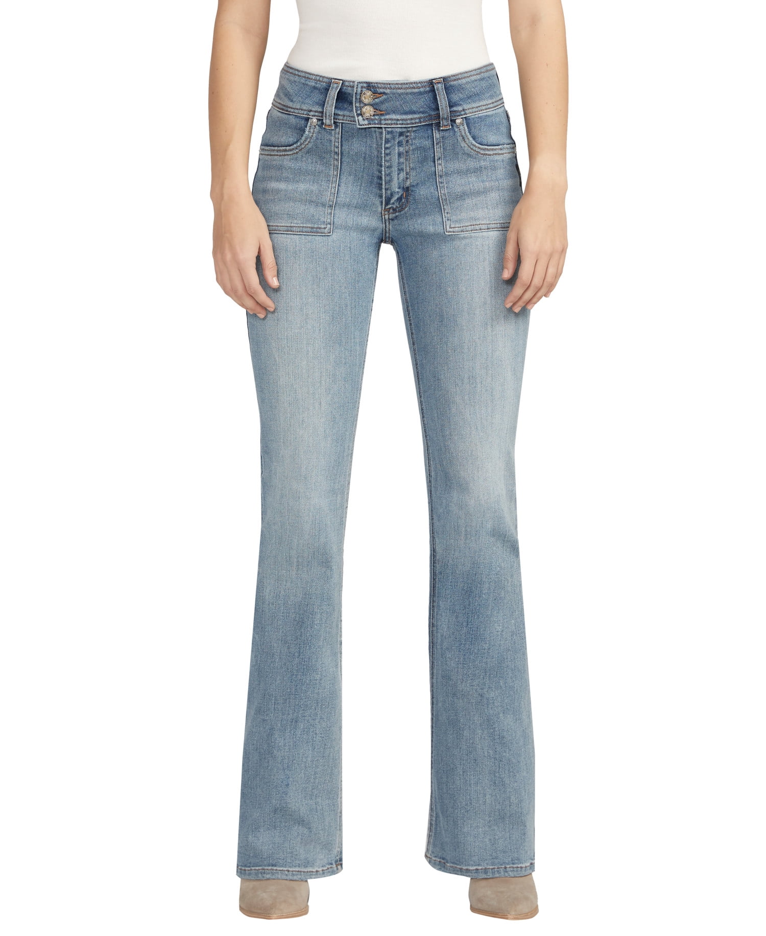 Silver Jeans Co. Women's Suki Mid Rise Bootcut Jeans - Curvy Fit, Medium Wash, Stretch Denim, 27W X 31L