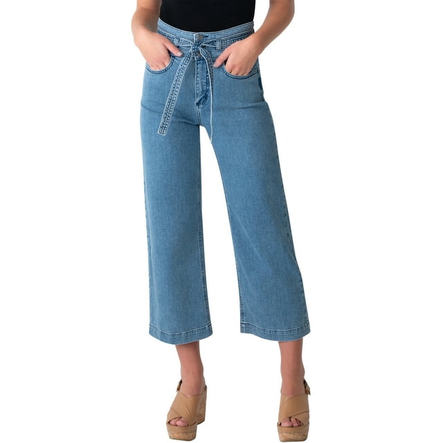 Silver Jeans Co. Women's Belted High Rise Wide Leg Crop, Waist Sizes 24-36