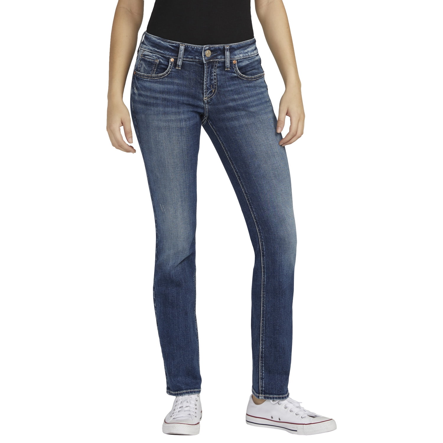 Silver Jeans Co. Women's Britt Jeans - Low Rise, Curvy Fit, Straight Leg (Multiple Washes & Inseams)