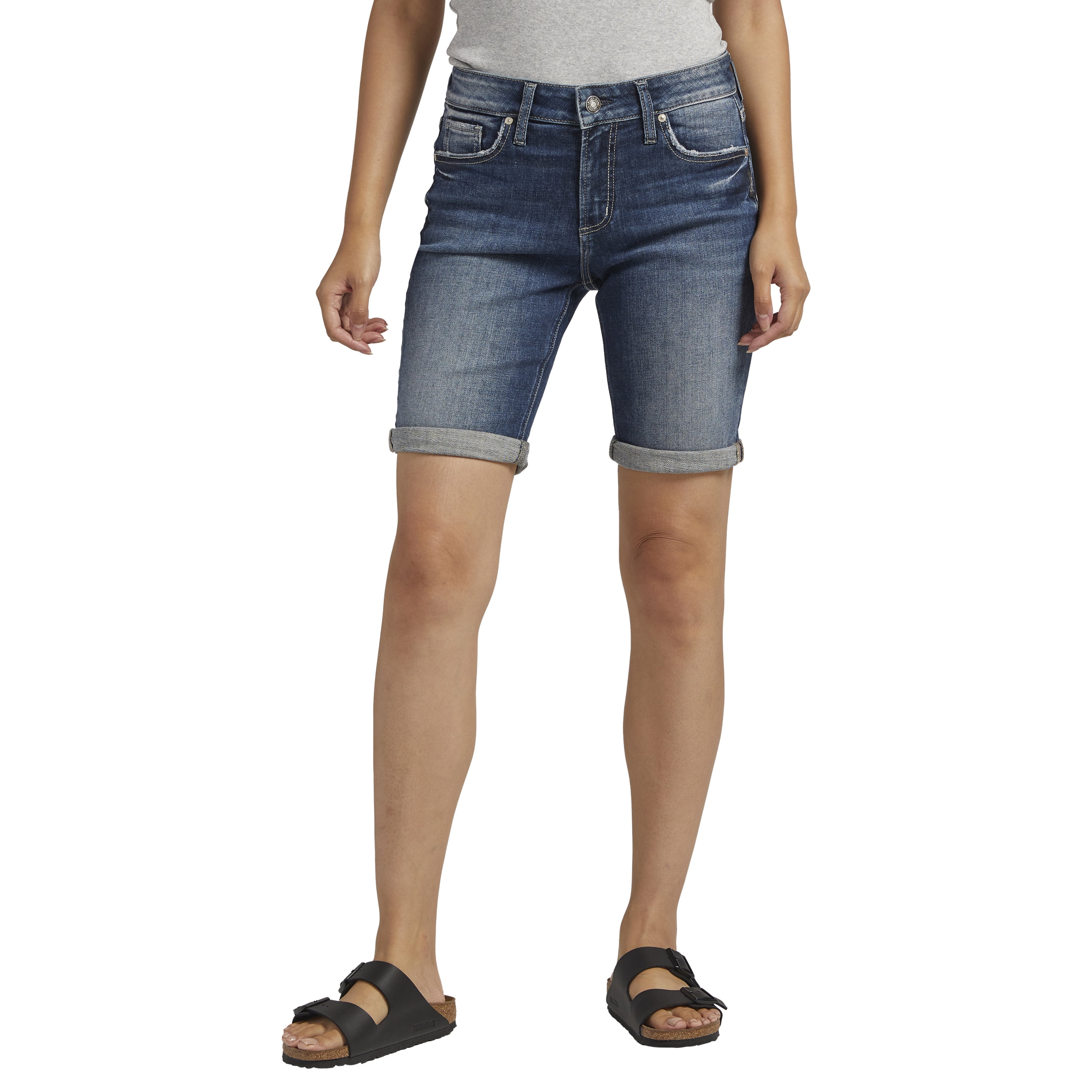 Silver bermuda hot sale shorts womens