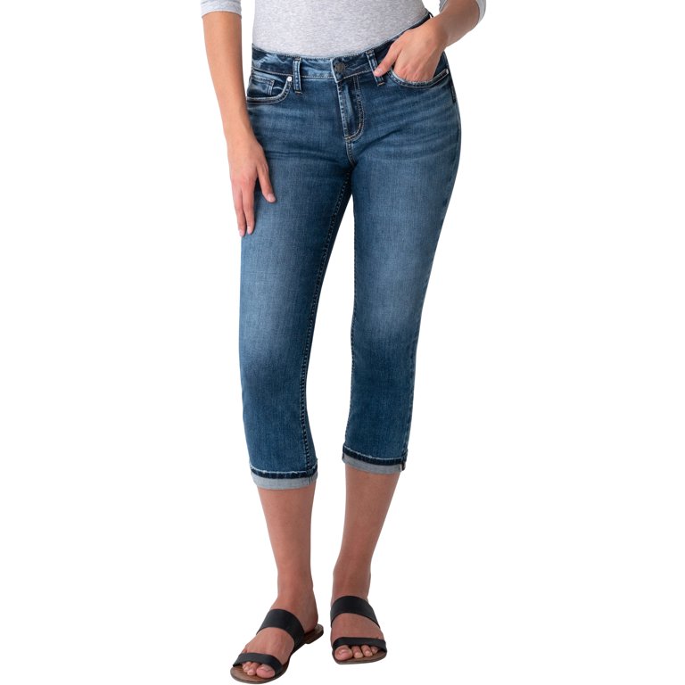 Silver Jeans Co. Women's Elyse Mid Rise Capri, Waist Sizes 24-36