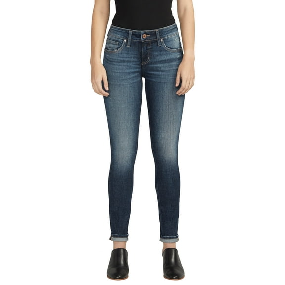 Silver Jeans Co. Women's Girlfriend Mid Rise Slim Leg Jeans, Waist Sizes 24-34