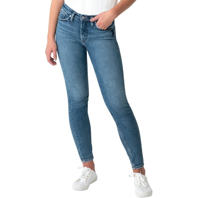 Silver Jeans Co. Women's Most Wanted Mid Rise Skinny Jeans, Waist Sizes 24-36
