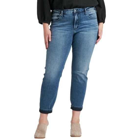 Silver Jeans Co. Women's Plus Size Beau Mid Rise Slim Leg Jeans Waist sizes 12-24