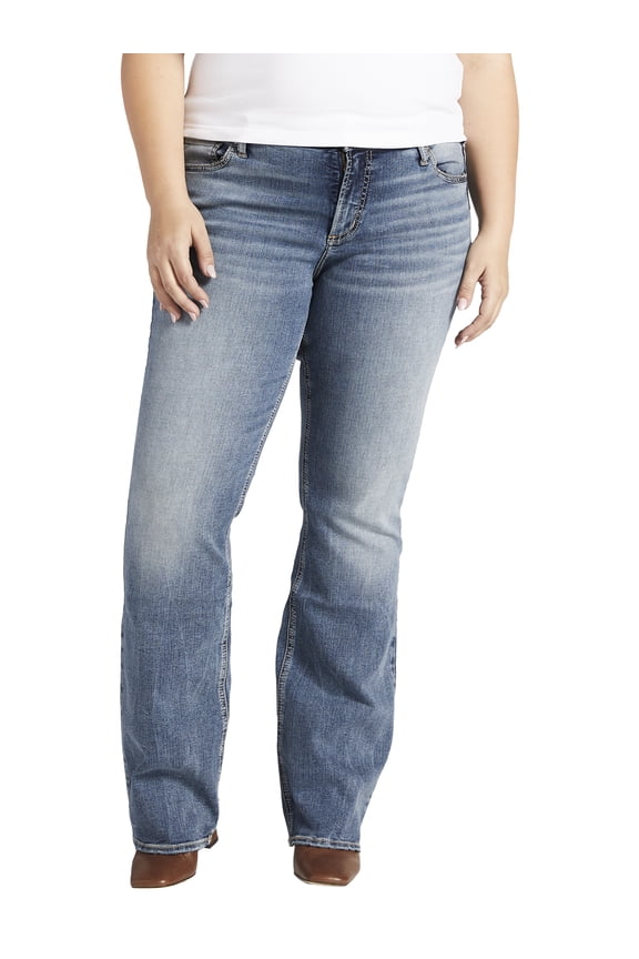 Co. Women's Plus Size Elyse Mid Rise Slim Bootcut Jeans Waist sizes 12-24