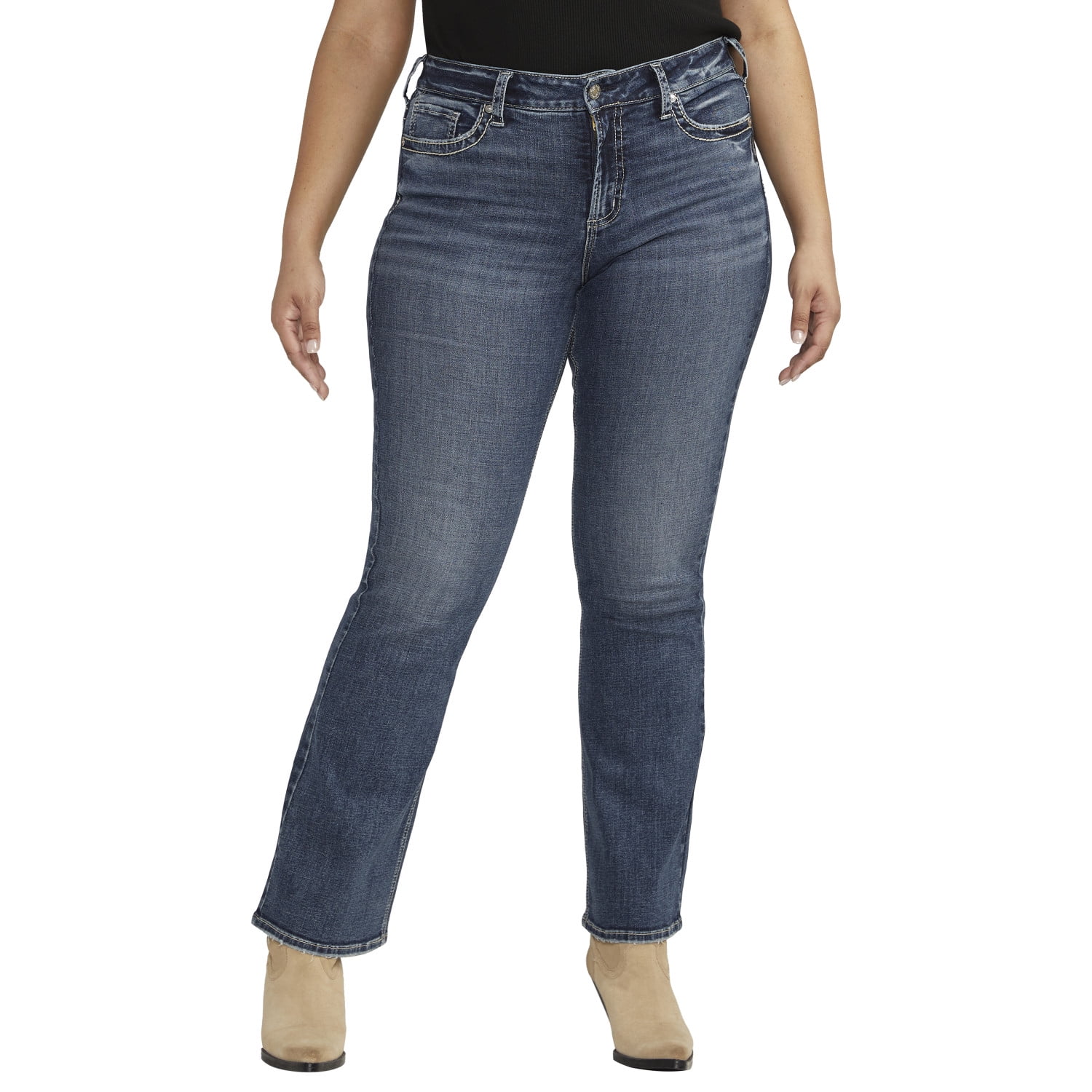 Silver Jeans Co. Plus Size Suki Mid Rise Curvy Fit Slim Bootcut Jeans
