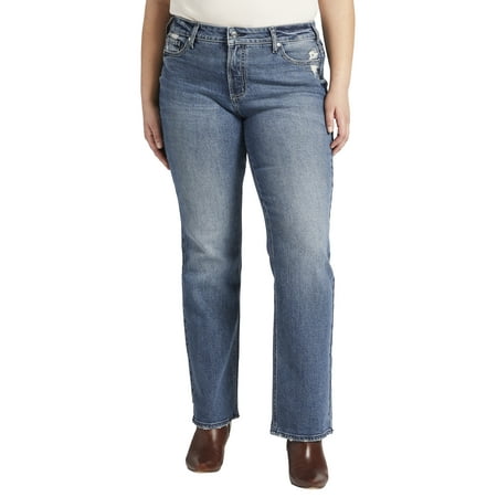 Silver Jeans Co. Women's Plus Size Suki Mid Rise Slim Bootcut Jeans Waist sizes 12-24