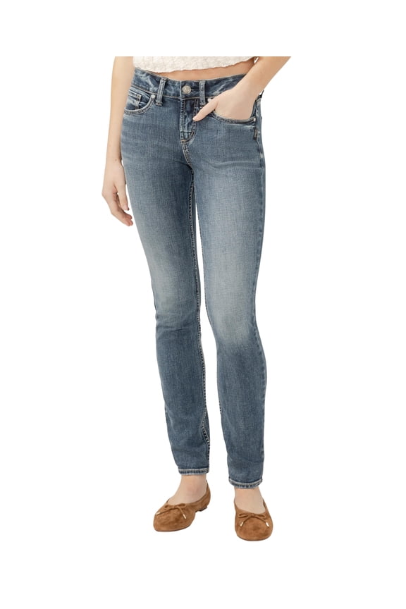 Co. Women's Suki Mid Rise Curvy Fit Skinny Jeans, Dark Wash Met, 34W x 29L