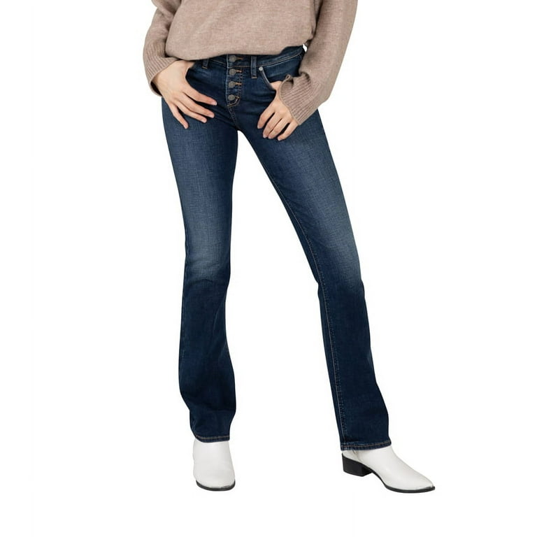 Silver Jeans Co. Women's Suki Mid Rise Slim Bootcut Jeans, Waist Sizes  24-34 