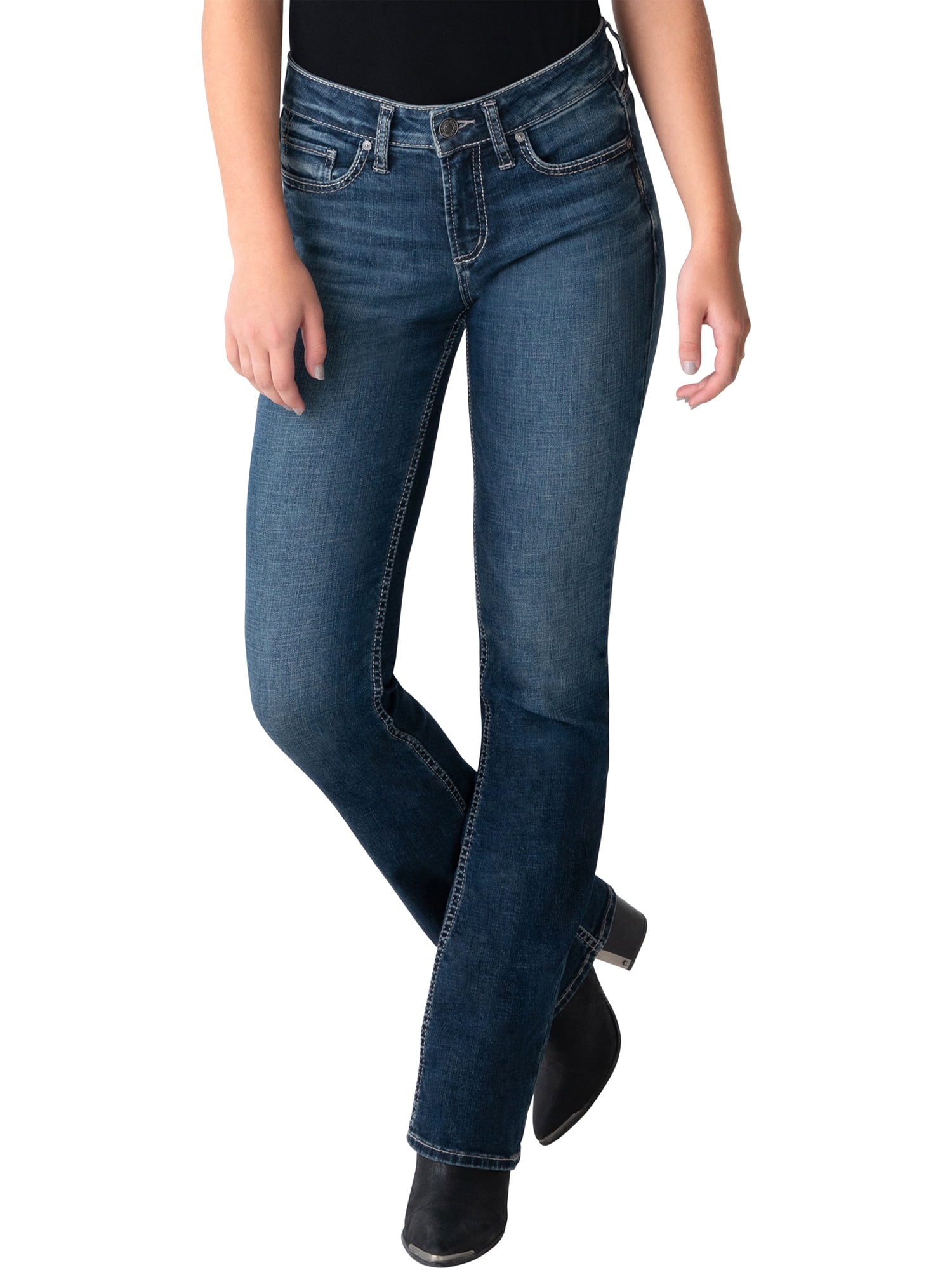 Silver Jeans Co. Women's Suki Mid Rise Slim Bootcut Jeans, Waist Sizes  24-36 