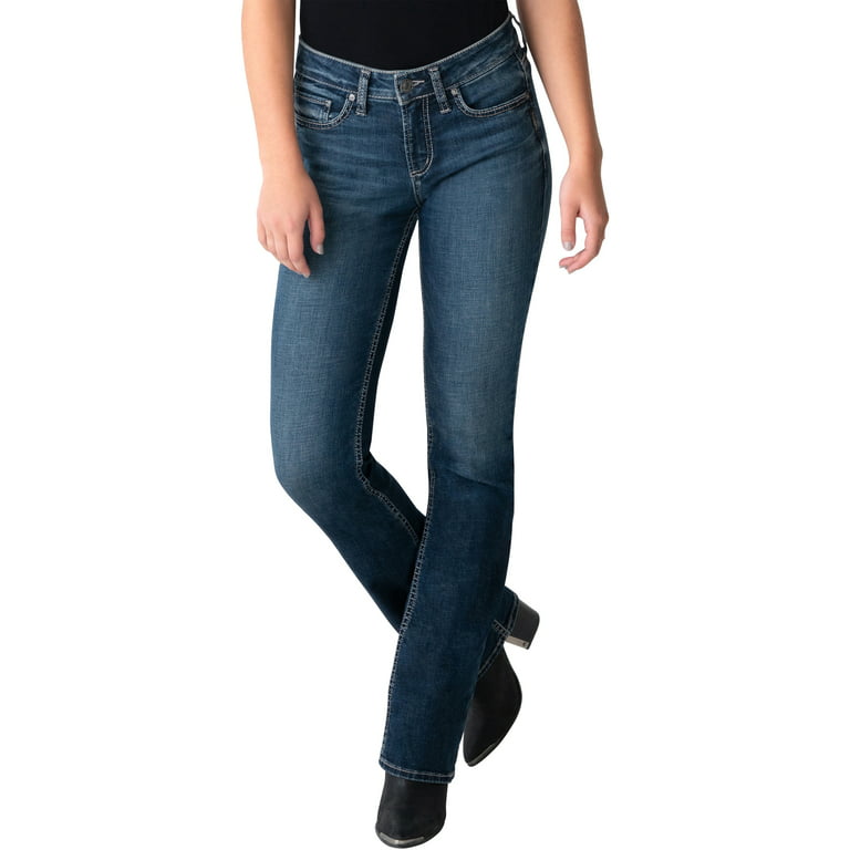 Silver Jeans Co. Women's Suki Mid Rise Slim Bootcut Jeans, Waist Sizes 24-36