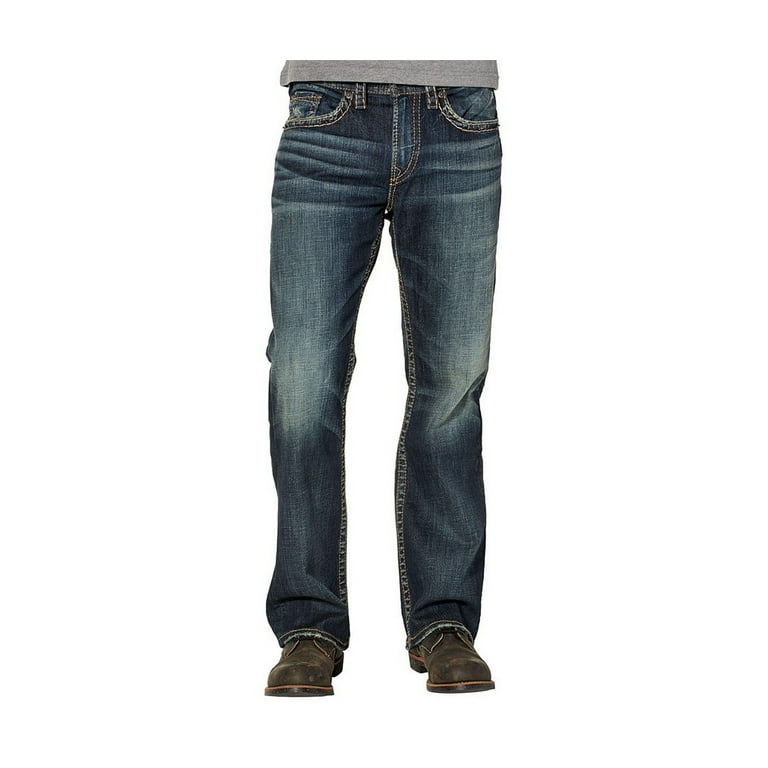 Silver Jeans Denim Mens Craig Bootcut Distressed Stitched