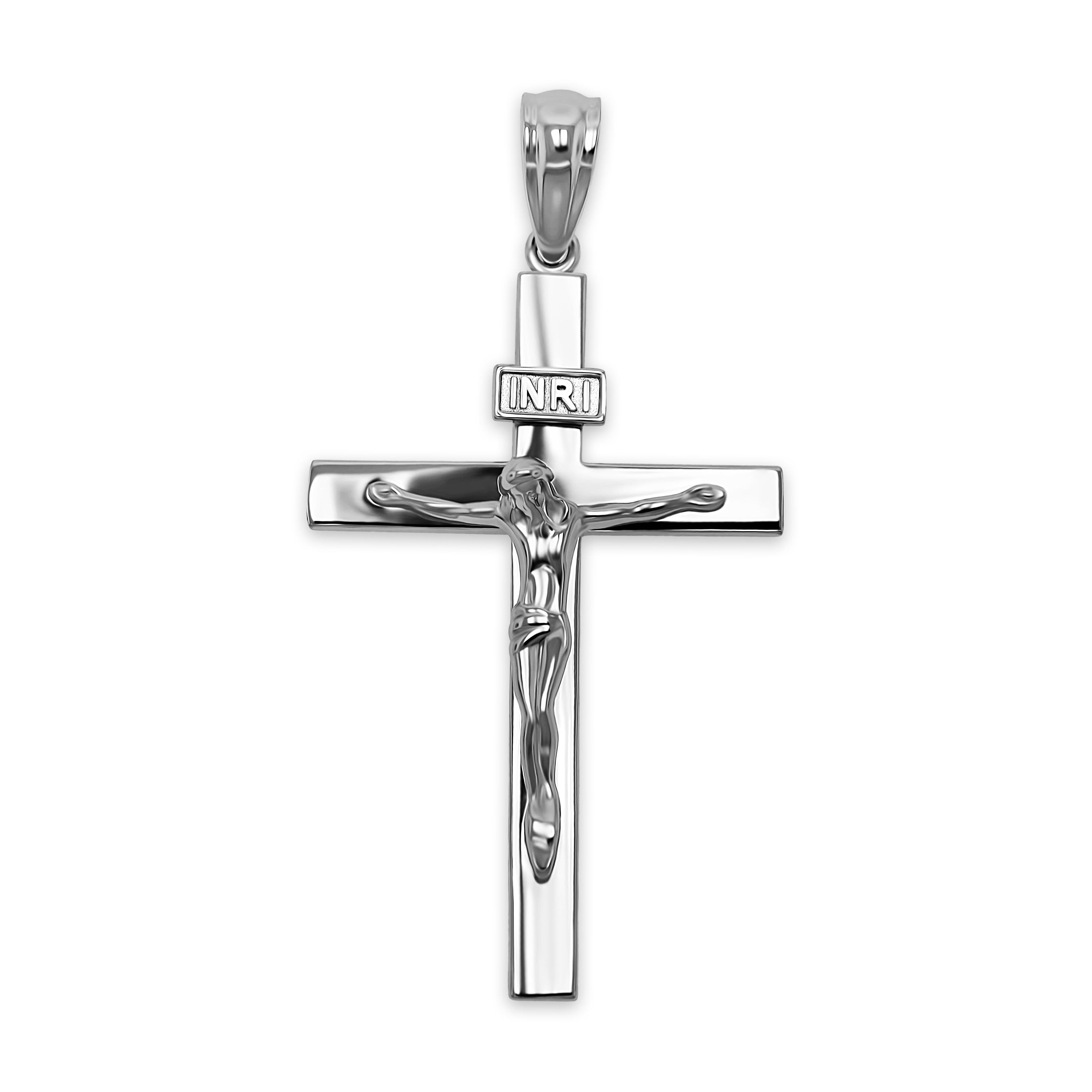 Silver Jesus Cross Pendant - 925 Sterling Silver - Jesus of Nazareth ...