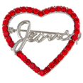 thumbnail image 1 of Silver Jesus Red Rhinestone Heart Pin Brooch, 1 of 1