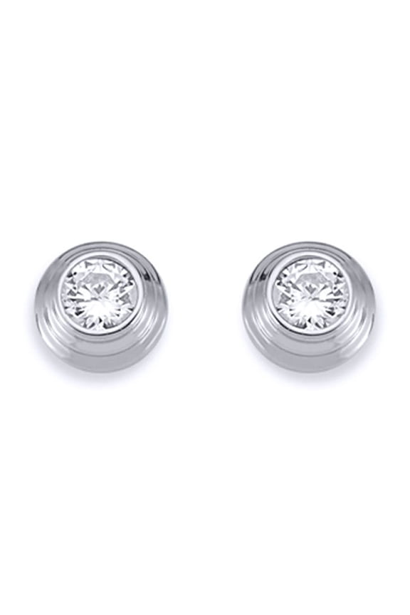 Silver Jewelco London 3-Tier Round Wedding Cake CZ Stud Earrings 3mm 6mm