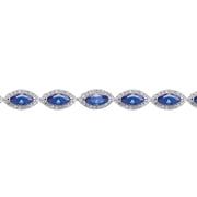 Silver Jewelco London Blue Marquise CZ Tears of Joy Tennis Bracelet 9mm 7 inch