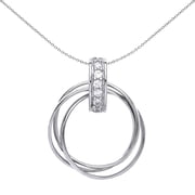 Silver Jewelco London CZ Chinese Linking Rings Charm Necklace 18 inch