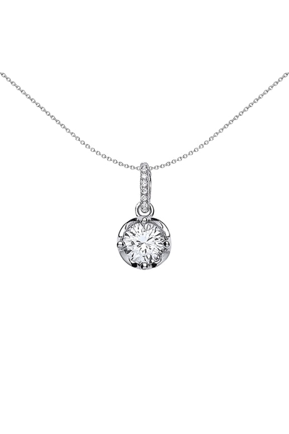 Silver Jewelco London CZ Crown Pendant Necklace 18 inch
