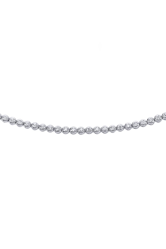 Silver Jewelco London CZ Eternity Rubover Tennis Necklace 3.5mm 16 inch