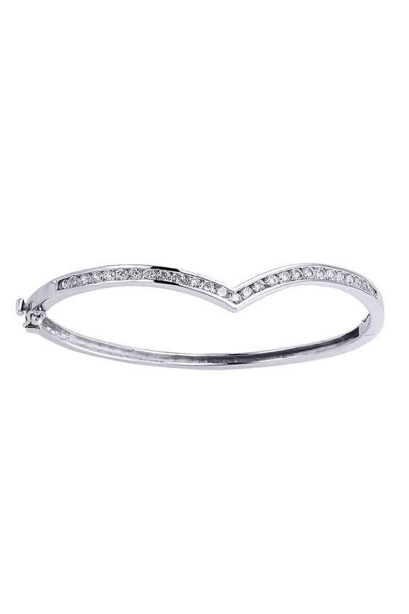 Silver Jewelco London CZ Eternity Wishbone Bangle Bracelet