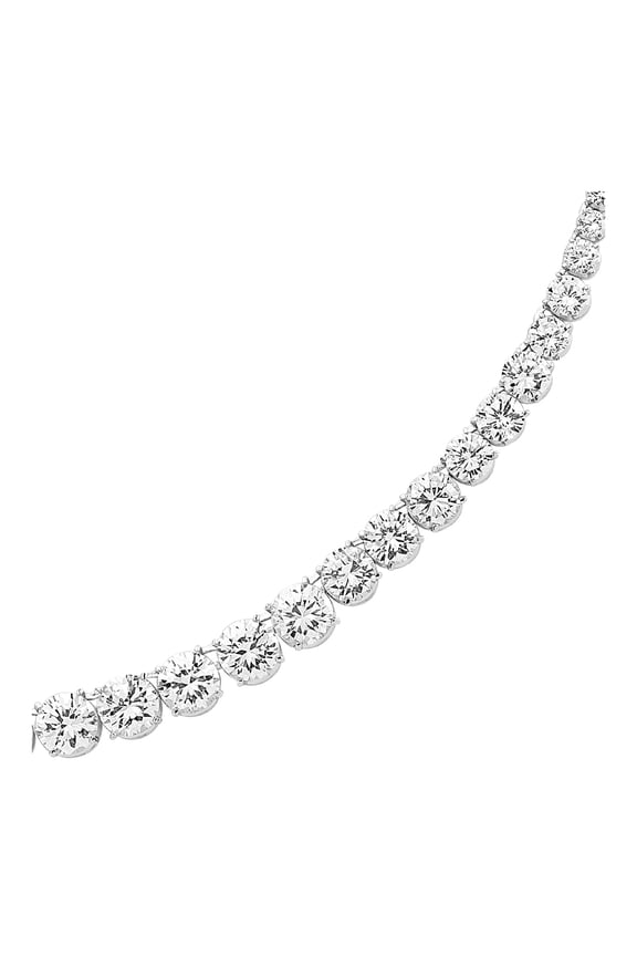 Silver Jewelco London CZ Graduated Eternity Tennis Necklace 8mm 16 inch