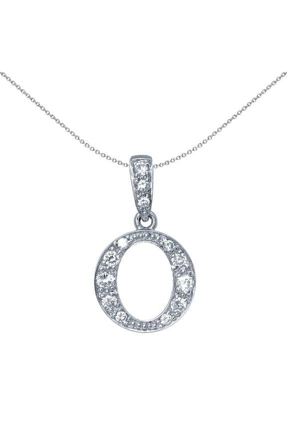 Silver Jewelco London CZ Letter O Initial Pendant Necklace 18 inch