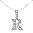 thumbnail image 1 of Silver Jewelco London CZ Letter R Initial Pendant Necklace 18 inch, 1 of 4