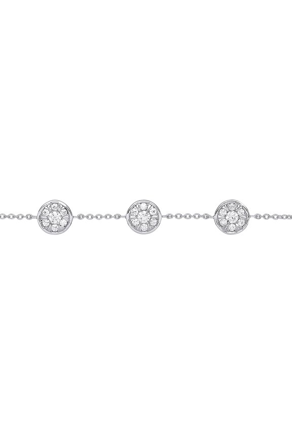 Silver Jewelco London CZ Pineapple Slice Cluster Bead Bracelet 9mm
