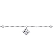 Silver Jewelco London CZ Swirling Square Charm Bracelet 6.5 inch