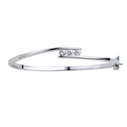 Silver Jewelco London CZ Trilogy Crossover Bangle Bracelet