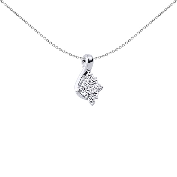 Silver Jewelco London CZ Wave Cluster Pendant Necklace 18 inch