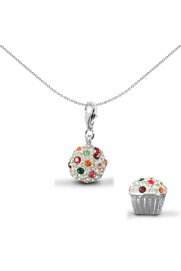 Silver Jewelco London Crystal Cup Cake Charm Pendant
