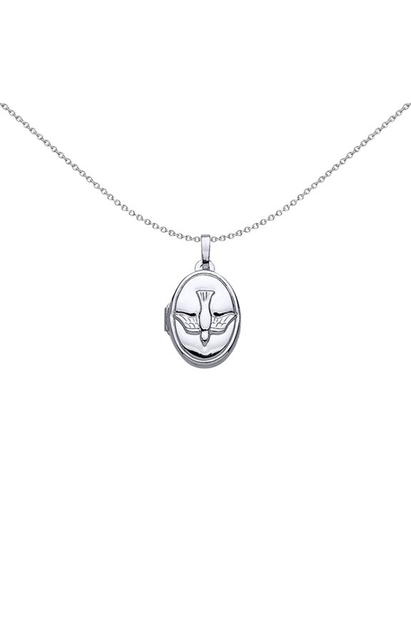Silver Jewelco London Diving Falcon Arrow Oval Locket Necklace 18 inch