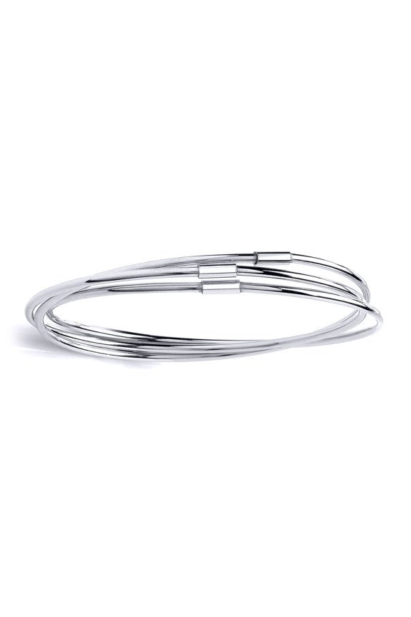 Silver Jewelco London Holy Trinity Wedding Bangle Bracelet 3 x 1.5mm