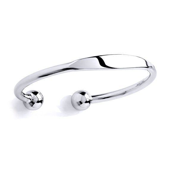 Silver Jewelco London ID Torque Identity Bangle Bracelet 7mm