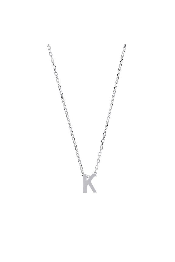 Silver Jewelco London Letter K Initial Pendant Necklace 18 inch