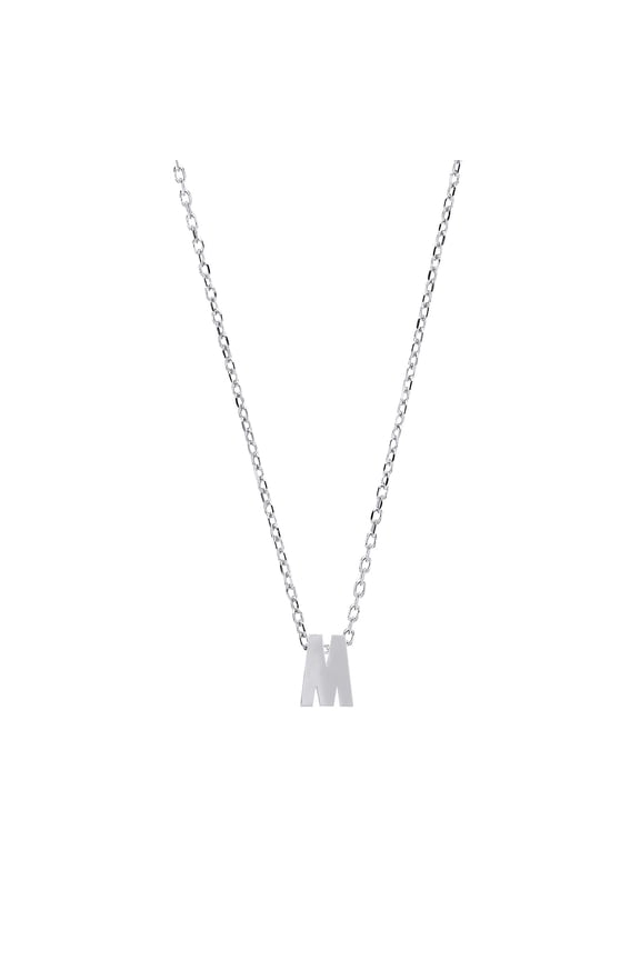 Silver Jewelco London Letter M Initial Pendant Necklace 18 inch