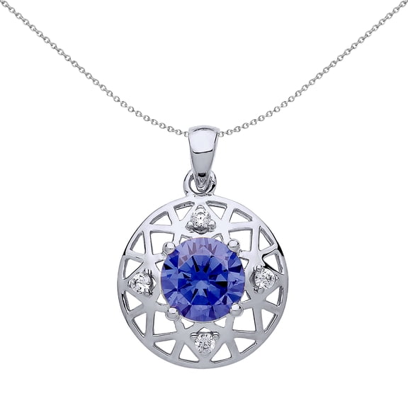 Silver Jewelco London Lilac CZ Moonlight Frost Pendant Necklace 18 inch