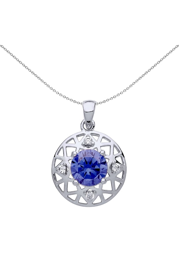 Silver Jewelco London Lilac CZ Moonlight Frost Pendant Necklace 18 inch