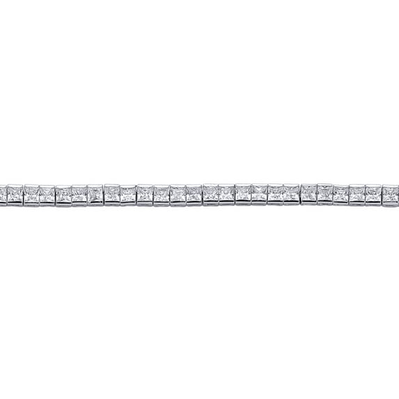 Silver Jewelco London Princess Cut CZ Tennis Eternity Line Bracelet 4mm 7 inch