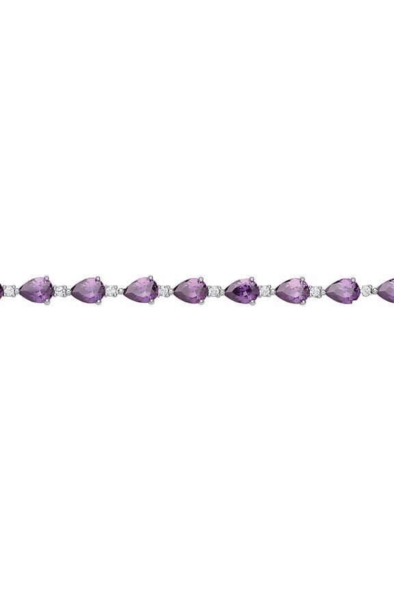 Silver Jewelco London Purple Pear CZ Majestic Rain Drop Tennis Bracelet 5mm
