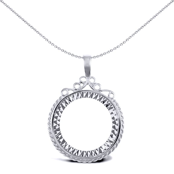Silver Jewelco London Rope Edge Scroll Top Half Sovereign Coin Mount Pendant