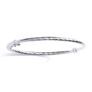 Silver Jewelco London Twisted Round Tube Bangle Bracelet 3mm