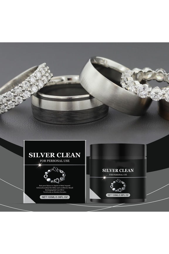 Silver Jewelry Cleaner Solution 100ml Removes Tarnish Gentle Deep Cleaning for Silver Rings, Necklaces, Home Use Jewelry Cleaning Liquid