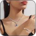 thumbnail image 1 of Silver Jewelry Set for Prom,Elegant Prom Jewelry Set Crystal Rhinestone Necklace Earrings Bracelet Brides Wedding Prom Dresses Costume Jewelry Accessories for Women, 1 of 7